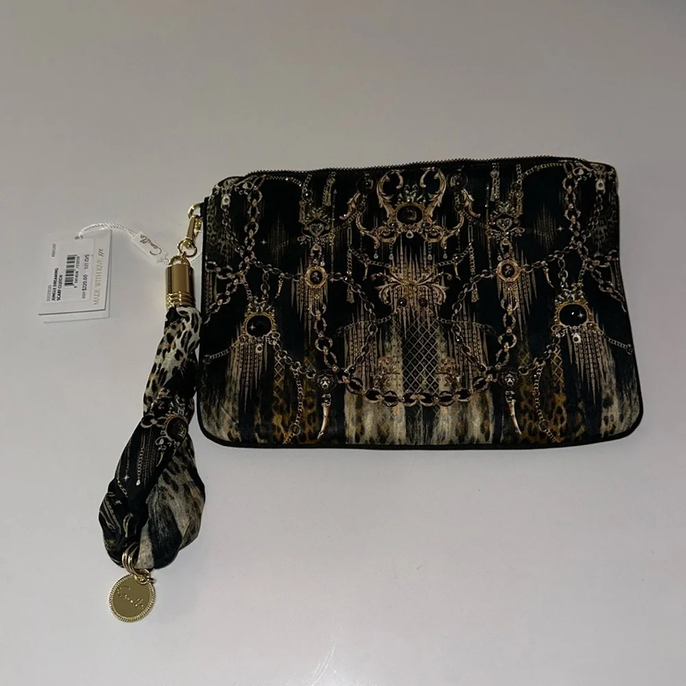 CAMILLA *Jungle Dreaming* animal print silk scarf clutch wristlet